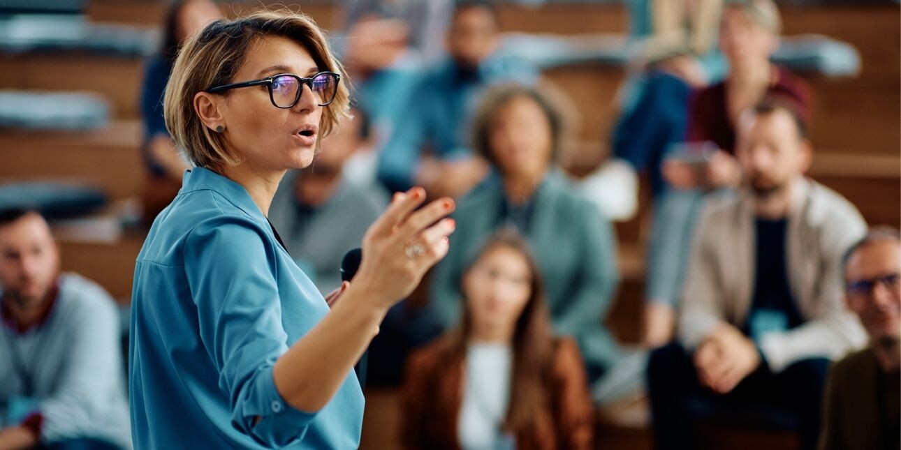 woman leading meeting