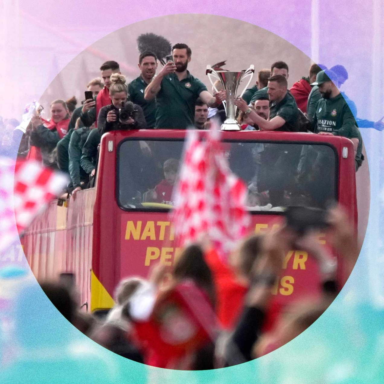 Wrexham FC celebrate promotion to League Football with bus parade