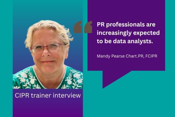 A composite featuring a colour photo of Mandy Pearse and a pull quote which reads 'PR professionals are increasingly expected to be data analysts.'