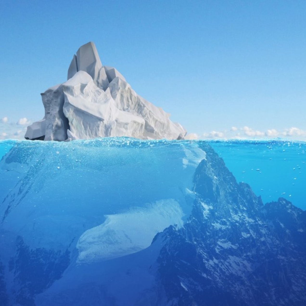 A graphic of an iceberg above and below the sea.