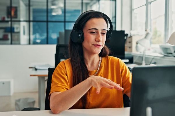 business woman on a virtual call