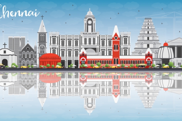 Illustration of Chennai buildings
