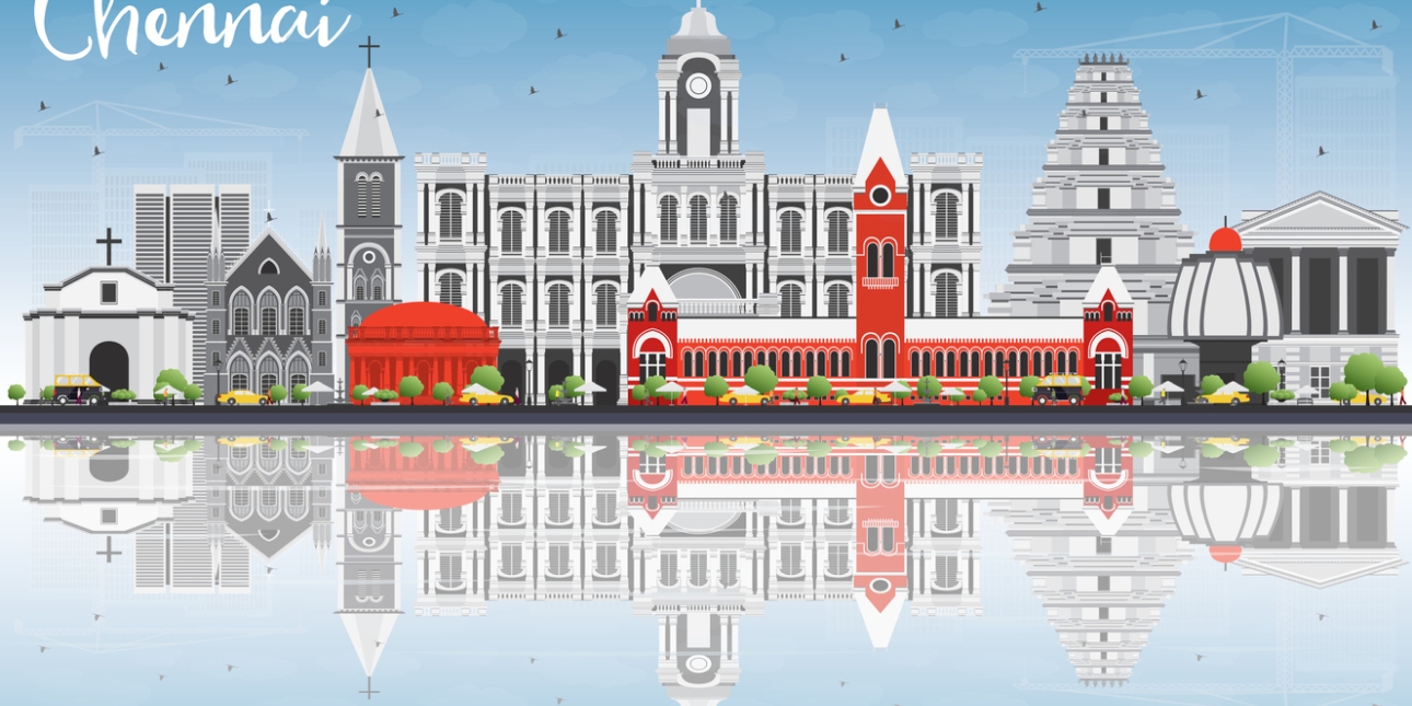 Illustration of Chennai buildings