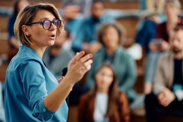 woman leading meeting