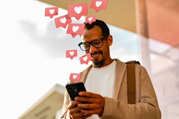 man liking content