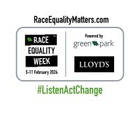 Race Equality Week logo, hashtag ListenActChange and URL racequalitymatter.com
