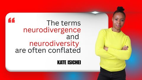 A photo of Kate Isichei with the quote: The terms neurodivergence and neurodiversity are often conflated